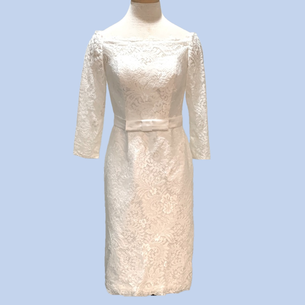 JJ’s House creamy white lace off the shoulder retro look dress with bow